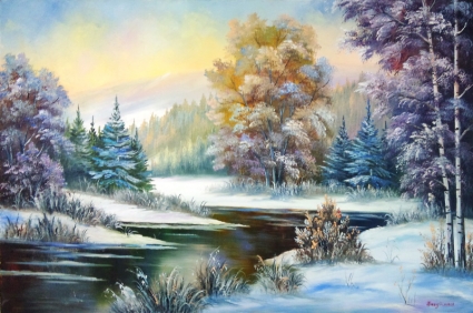 Картина Зимняя река