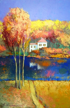 Картина Домик у озера
