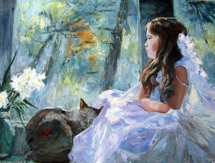 Картина Девочка с котом