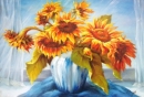 Картина «Подсолнухи в синей вазе», художник Колмогорцев Михаил, 0 грн.