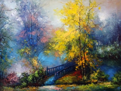 Картина Місток у осінь