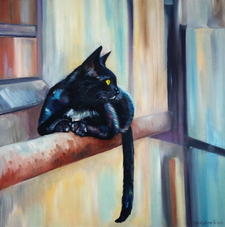 Картина Черный кот с белой грудкой