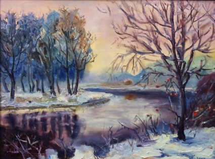 Картина Зима на реке (Выставка)