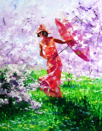Картина Девушка с зонтом