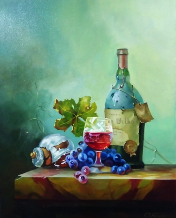 Картина натюрморт с вином