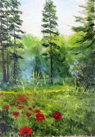 Картина Маки в лесу