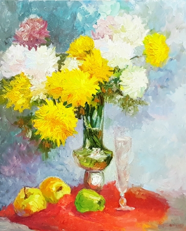 Картина Хризантемы и фрукты