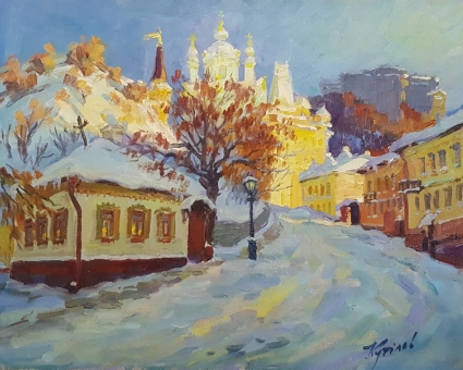 Картина Андреевский спуск. Зима