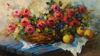 Картина Троянди у кошику