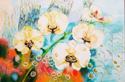 Картина Орхідеї у краплях роси
