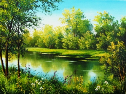 Картина Лесная река