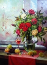 Картина «Натюрморт с розами», художник Куришко Олег, 0 грн.