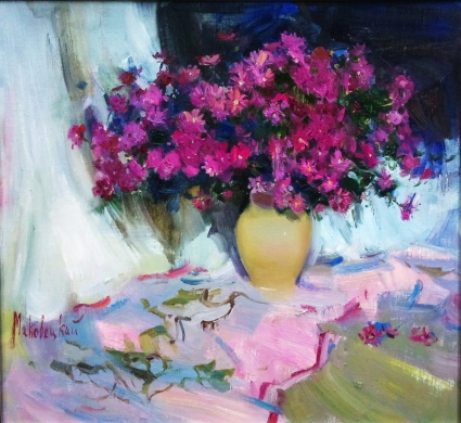 Картина Натюрморт с розовыми цветами