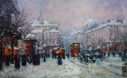 Картина Париж зимой