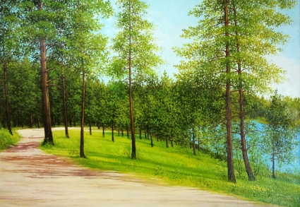 Картина У лесного озера