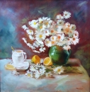 Картина «Полевые ромашки в зеленой вазе», художник Пинчук Дарья, 0 грн.