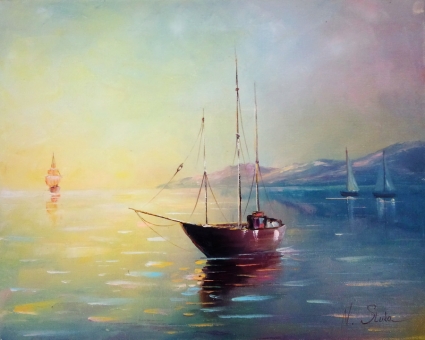Картина Восход солнца на море