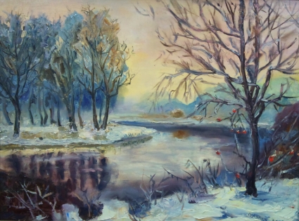 Картина Зима на реке