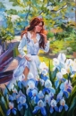 Картина «Девушка в ирисах», художник Романенко Леся, 0 грн.