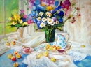 Картина «Букет полевых цветов с яблокам», художник Пинчук Дарья, 0 грн.
