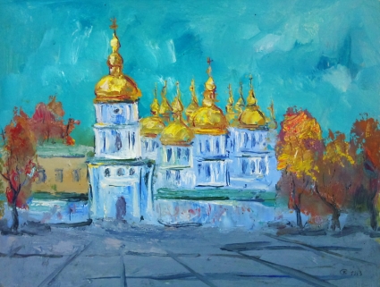 Картина Михайловский собор. Осень