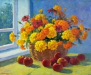 Картина «Бархатці та яблука», художник БО, 0 грн.