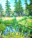 Картина «Сосны над водой», художник ПТ, 6000 грн.