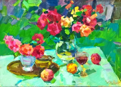 Картина Троянди та фрукти