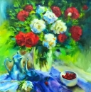 Картина «Красные и белые розы», художник Лаптева Ольга, 0 грн.