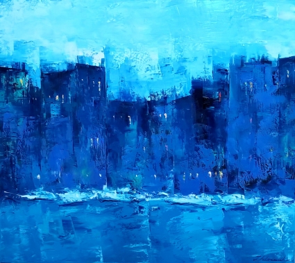 Картина Город в синих тонах