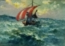 Картина «Драккар у морі», художник ПР, 850 грн.