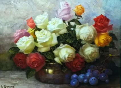 Картина Розы и виноград