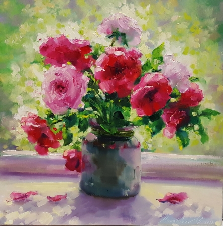 Картина Розовые и красные розы