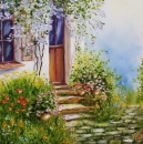 Картина «Дворик в цветах», художник Кустовская Антонина, 0 грн.
