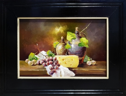 Картина Натюрморт з сиром та виноград