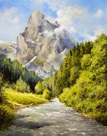 Картина Альпи. Гірська річка