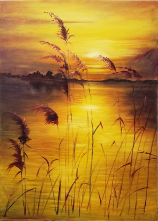 Картина -20%Тиша. Захід сонця на озері