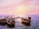 Картина «Світанок на морі. Човни», художник Доняєв Олександр, 2200 грн.